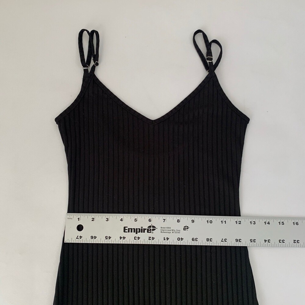 Shein Bodycon Dress Womens Small Black Ribbed Cami Spaghetti Strap Stretch Basic - Picture 9 of 11